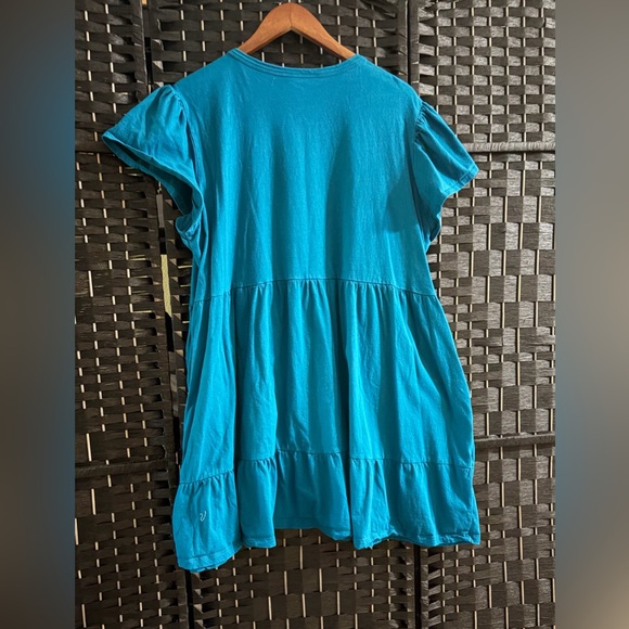 Adorable Turquoise Babydoll Cotton Dress – Size 2X - Picture 4 of 4